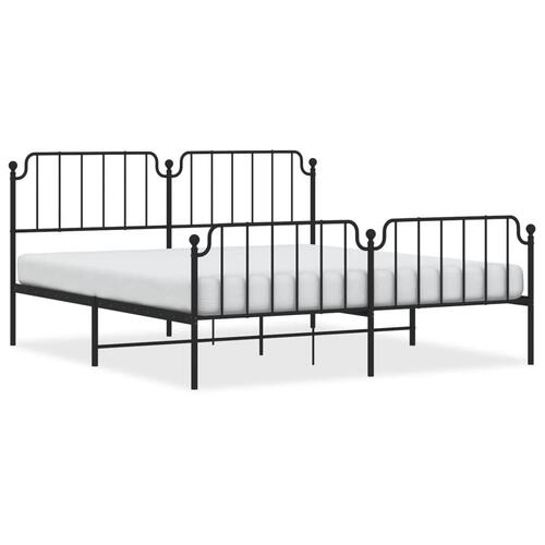 Sengeramme med sengegavl og fodgærde 183x213 cm metal sort