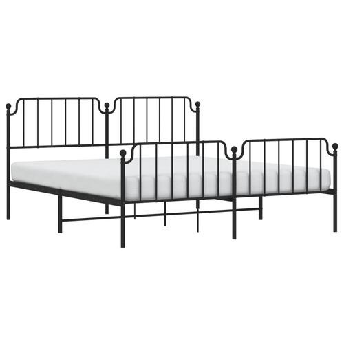 Sengeramme med sengegavl og fodgærde 183x213 cm metal sort