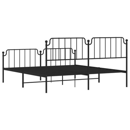 Sengeramme med sengegavl og fodgærde 183x213 cm metal sort