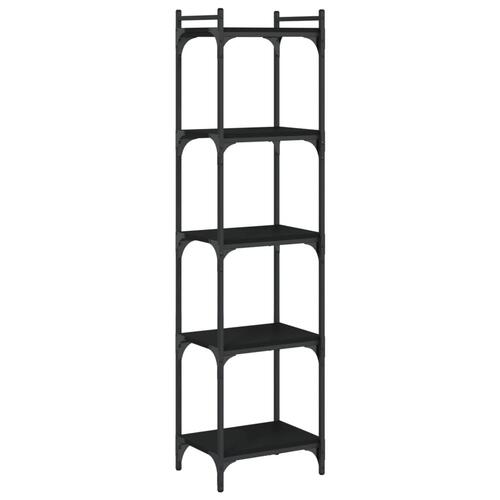 Bogreol med 5 hylder 40x30x154 cm konstrueret træ sort