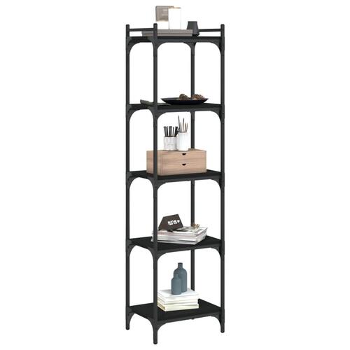 Bogreol med 5 hylder 40x30x154 cm konstrueret træ sort