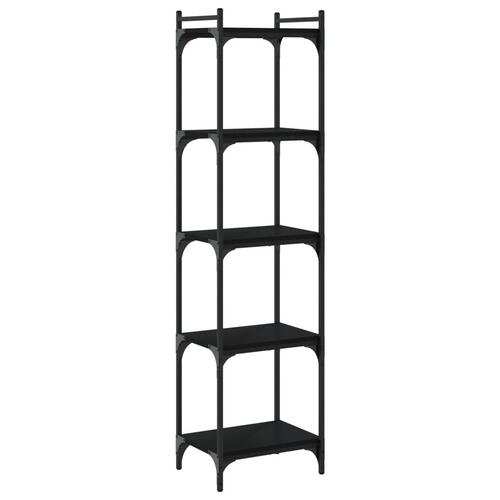 Bogreol med 5 hylder 40x30x154 cm konstrueret træ sort