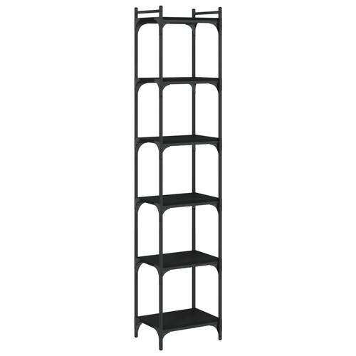 Bogreol med 6 hylder 40x30x188 cm konstrueret træ sort