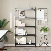 Bogreol med 5 hylder 80x30x154 cm konstrueret træ sort