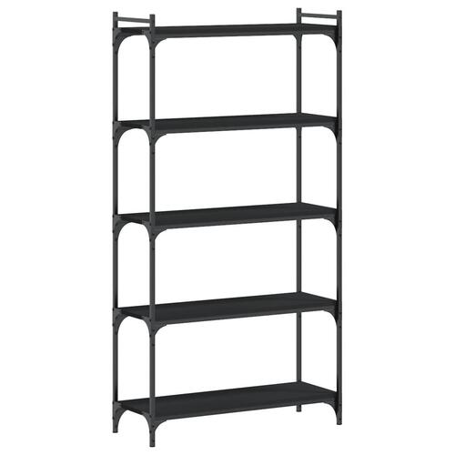Bogreol med 5 hylder 80x30x154 cm konstrueret træ sort