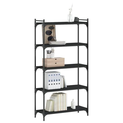 Bogreol med 5 hylder 80x30x154 cm konstrueret træ sort