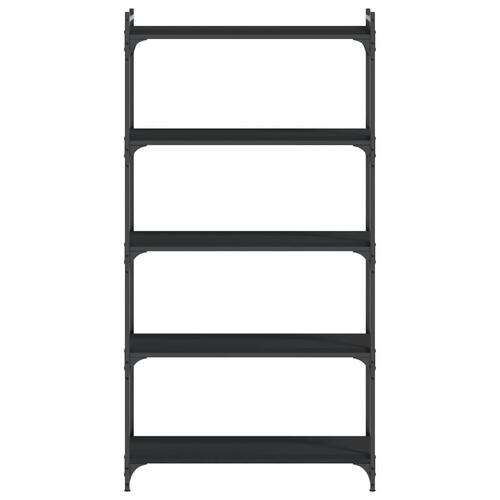 Bogreol med 5 hylder 80x30x154 cm konstrueret træ sort
