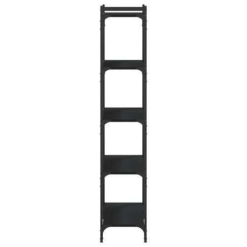 Bogreol med 5 hylder 80x30x154 cm konstrueret træ sort