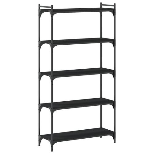 Bogreol med 5 hylder 80x30x154 cm konstrueret træ sort