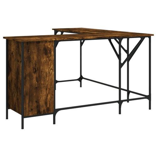 Skrivebord 141x141x75 cm konstrueret træ røget egetræsfarve