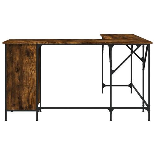 Skrivebord 141x141x75 cm konstrueret træ røget egetræsfarve