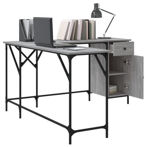 Skrivebord 141x141x75 cm konstrueret træ grå sonoma-eg