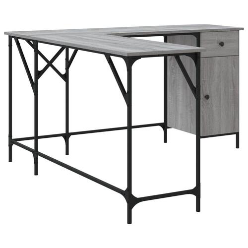 Skrivebord 141x141x75 cm konstrueret træ grå sonoma-eg