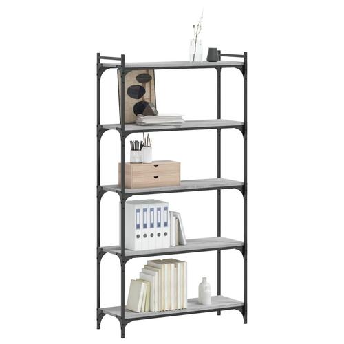 Bogreol 80x30x154 cm 5 hylder konstrueret træ grå sonoma-eg