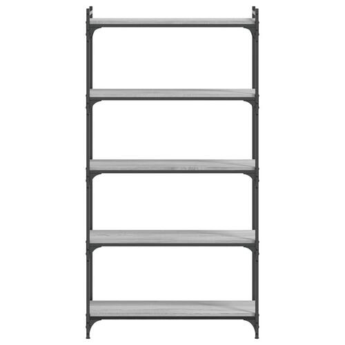 Bogreol 80x30x154 cm 5 hylder konstrueret træ grå sonoma-eg