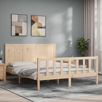 Sengeramme med sengegavl kingsize massivt træ