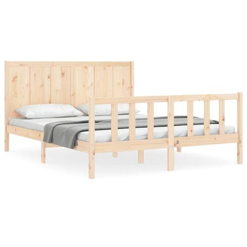 Sengeramme med sengegavl kingsize massivt træ