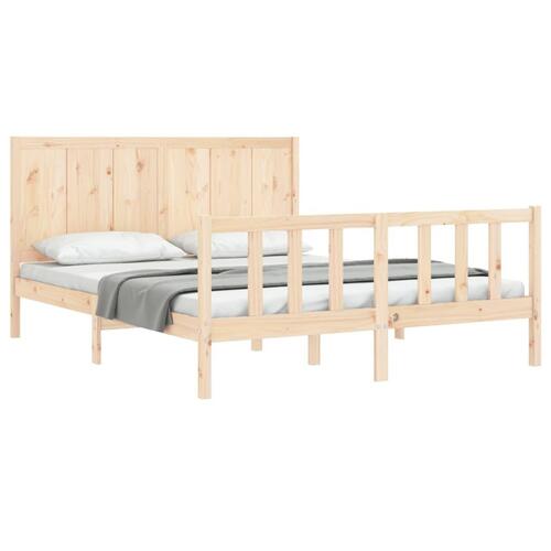 Sengeramme med sengegavl kingsize massivt træ