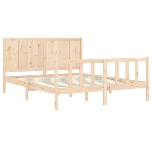 Sengeramme med sengegavl kingsize massivt træ