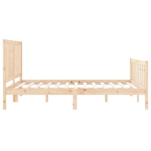Sengeramme med sengegavl kingsize massivt træ