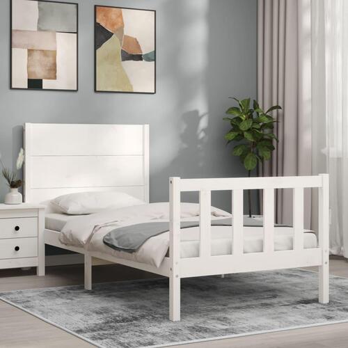 Sengeramme uden madras 100x200 cm massivt fyrretræ hvid