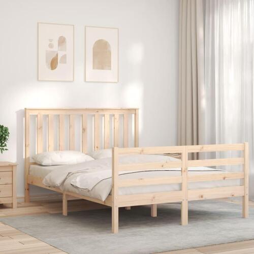 Sengeramme med sengegavl 140x190 cm massivt træ