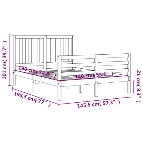 Sengeramme med sengegavl 140x190 cm massivt træ