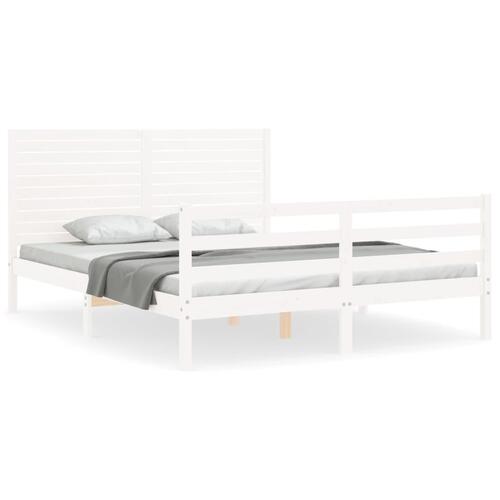 Sengeramme med sengegavl 160x200 cm massivt træ hvid