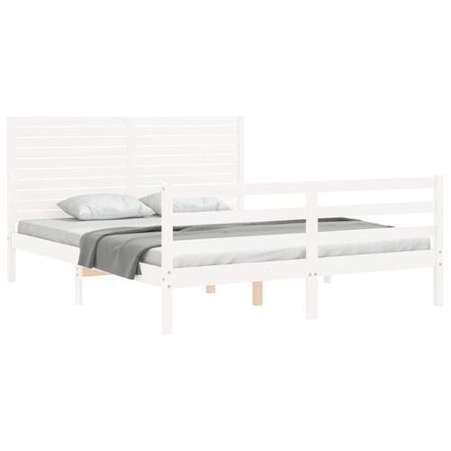 Sengeramme med sengegavl 160x200 cm massivt træ hvid