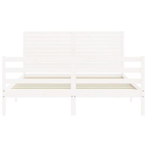 Sengeramme med sengegavl 160x200 cm massivt træ hvid
