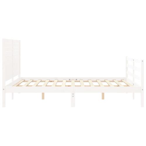 Sengeramme med sengegavl 160x200 cm massivt træ hvid