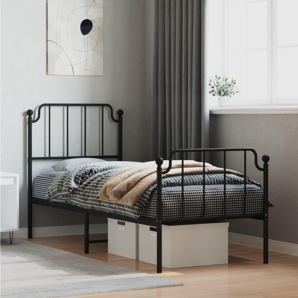 Sengeramme med sengegavl og fodgærde 80x200 cm metal sort