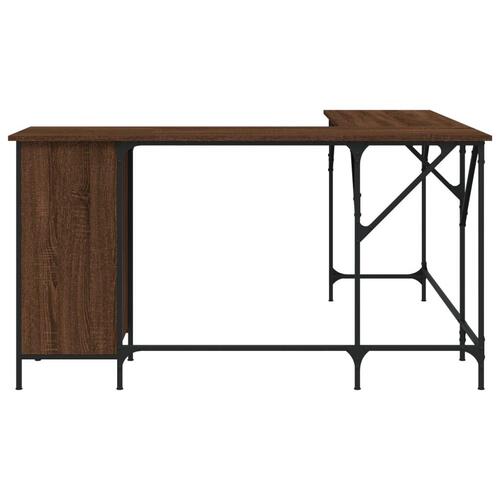Skrivebord 141x141x75 cm konstrueret træ brun egetræsfarve