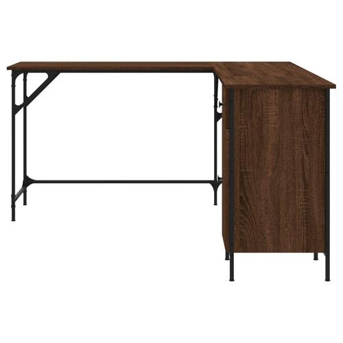 Skrivebord 141x141x75 cm konstrueret træ brun egetræsfarve