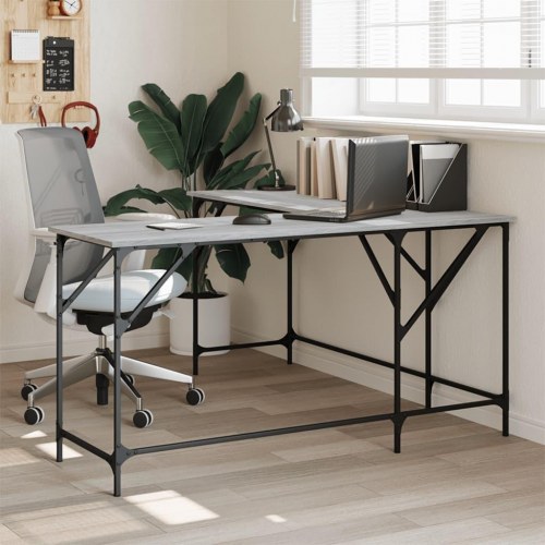 L-formet skrivebord 149 x 149 x 75 cm - grå sonoma-eg