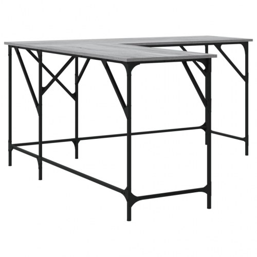 L-formet skrivebord 149 x 149 x 75 cm - grå sonoma-eg