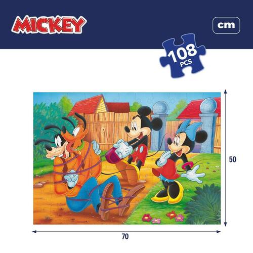 Børne Puslespil Mickey Mouse Dobbeltsidet 108 Dele 70 x 1,5 x 50 cm (6 enheder)