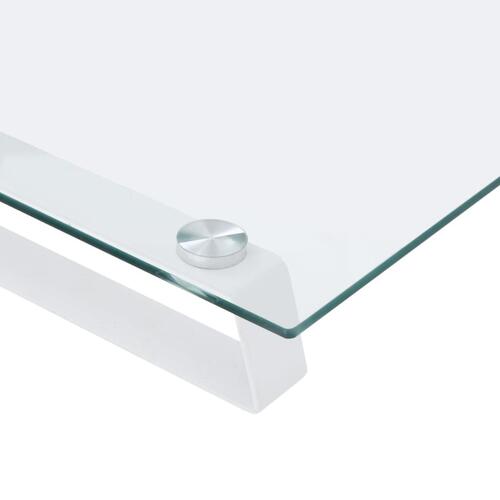 Skærmstander 40x35x8 cm hærdet glas og metal hvid
