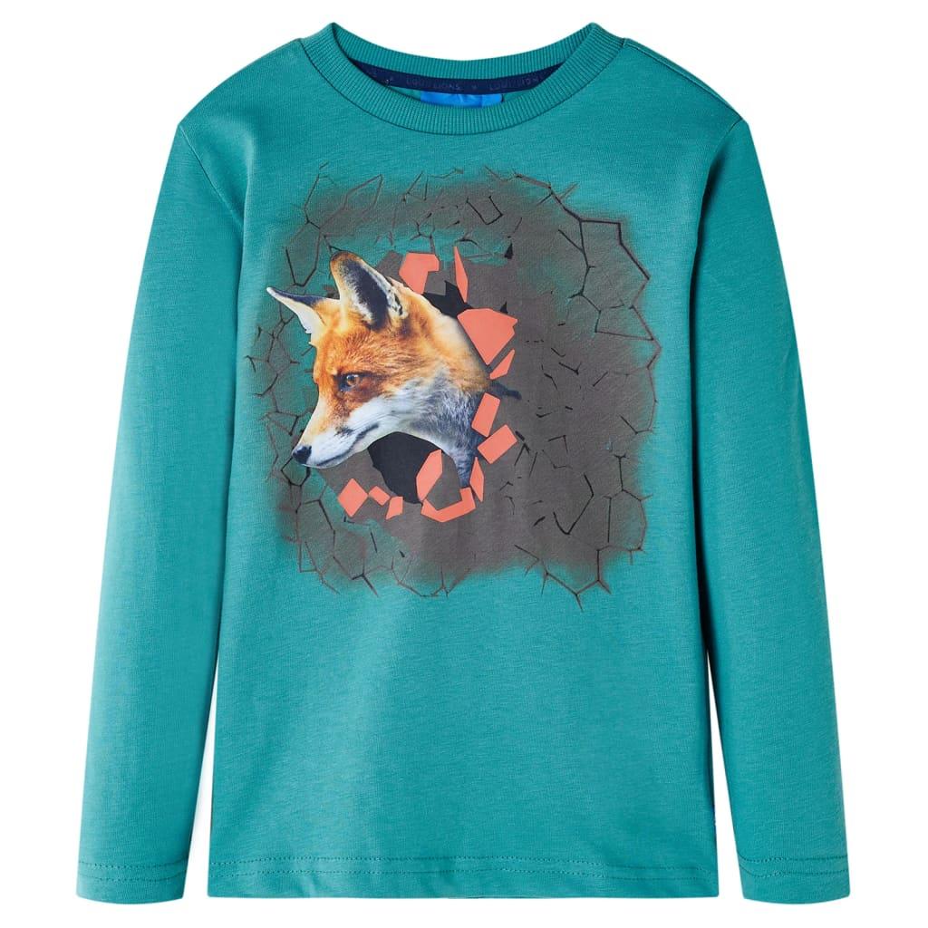 Langærmet T-shirt til børn str. 140 akvamarinblå billede