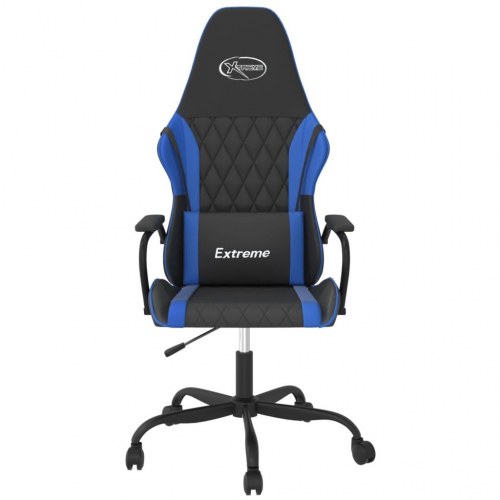 Gamingstol med massagefunktion i kunstlæder - sort/blå