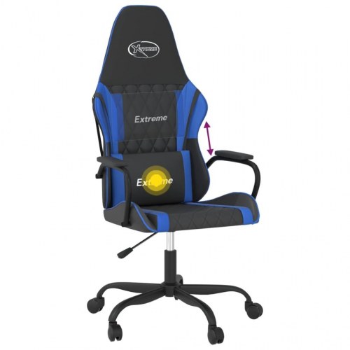 Gamingstol med massagefunktion i kunstlæder - sort/blå