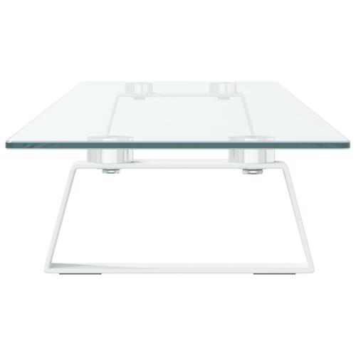 Skærmstander 100x20x8 cm hærdet glas og metal hvid