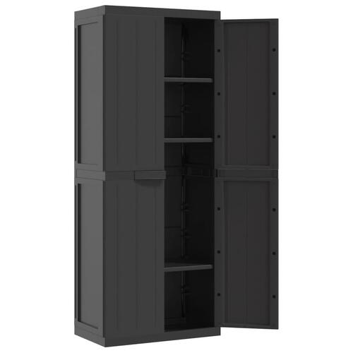 Haveskab 65x37x165 cm PP sort