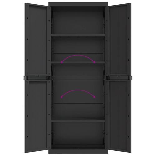 Haveskab 65x37x165 cm PP sort