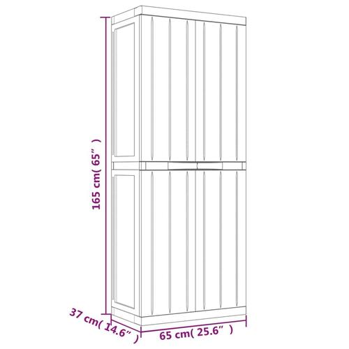 Haveskab 65x37x165 cm PP sort