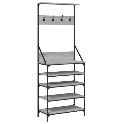 Tøjstativ med skoopbevaring 70x34x184 cm grå sonoma-eg