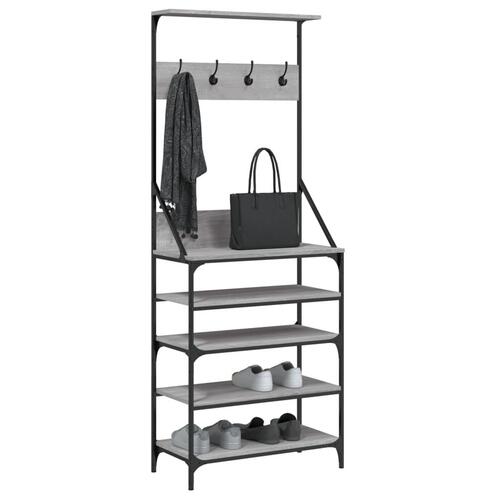 Tøjstativ med skoopbevaring 70x34x184 cm grå sonoma-eg