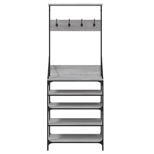 Tøjstativ med skoopbevaring 70x34x184 cm grå sonoma-eg