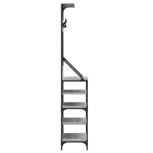 Tøjstativ med skoopbevaring 70x34x184 cm grå sonoma-eg