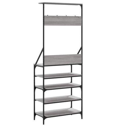 Tøjstativ med skoopbevaring 70x34x184 cm grå sonoma-eg